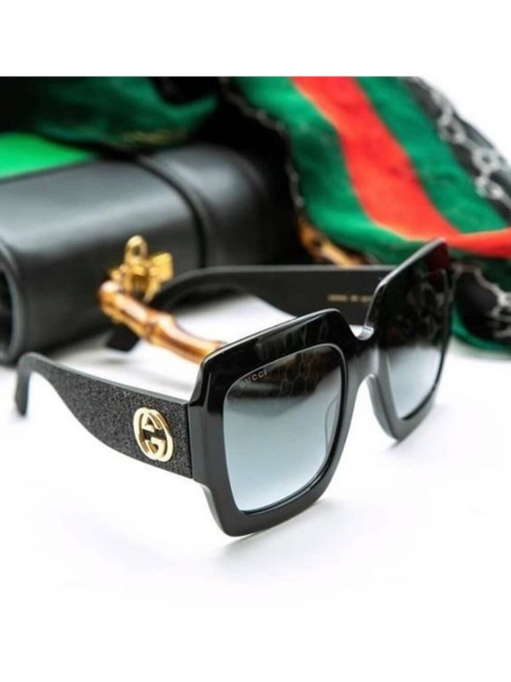 New - Gucci Grey Gradient Square Ladies Sunglasses GG0102S 001 54 - Picture 7 of 12